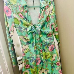 Zara Floral Dress - Green and Pink